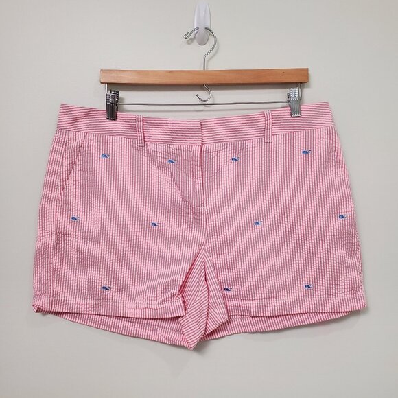 Vineyard Vines Womens Seersucker Pink White Nautical Whale Size L Beachy Preppy - Picture 3 of 14
